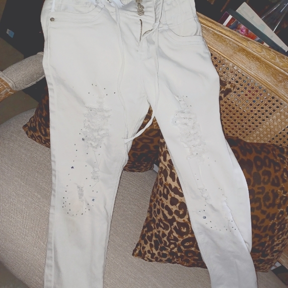 Girls White Denim Jeans - Picture 1 of 2